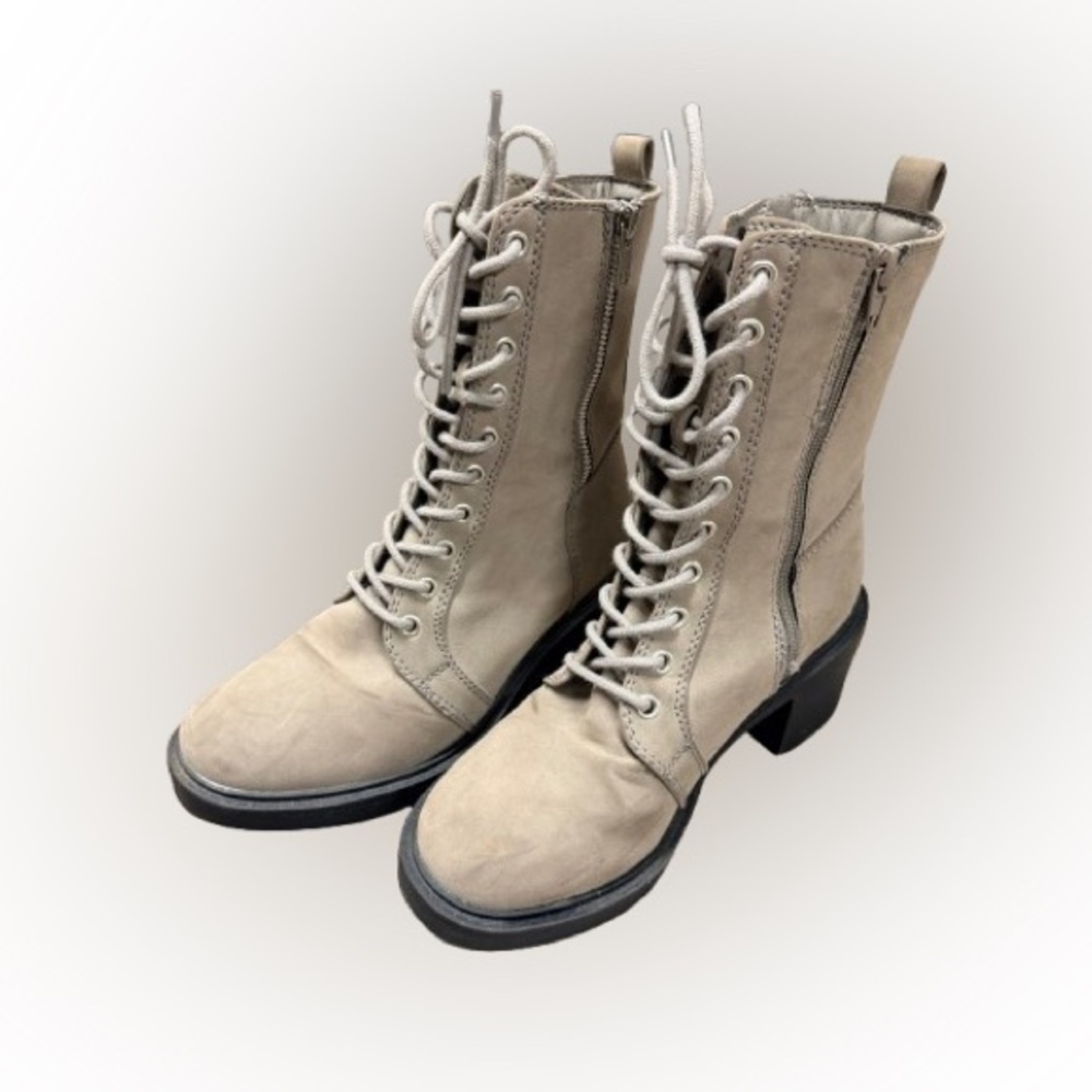 MIA Audrina Lace Up Combat Moto Boots Taupe Size 7.5
